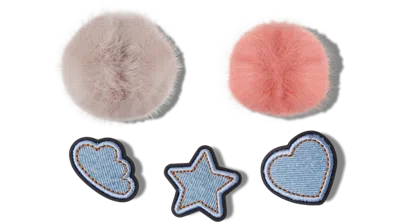 Jibbitz Denim And Pink Puff 5 Pack
