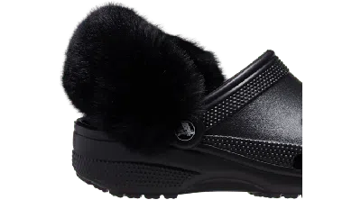 Jibbitz Faux Fur Backstrap Cover Scrunchie 2 Pack In Black