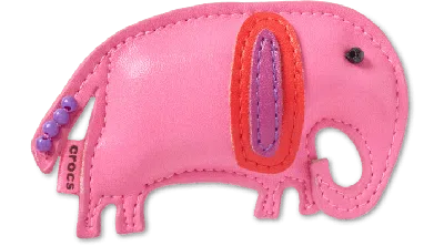 Jibbitz Faux Leather Elephant In Pink
