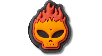 Jibbitz Flaming Skull In Orange