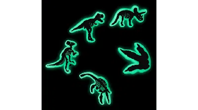 Jibbitz Glow In The Dark Dino 5 Pack In Green