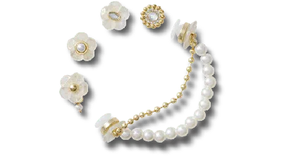 Jibbitz Gold And Floral 5 Pack In White