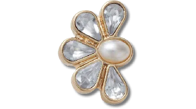 Jibbitz Half Gem Floral With Pearl In White