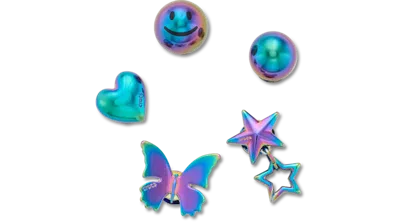 Jibbitz Iridescent Meta 5 Pack In Blue