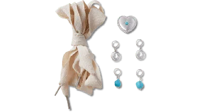 Jibbitz Laces And Silver Turquoise Charm Kit
