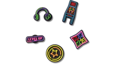 Jibbitz Level Up Gamer 5 Pack In Black