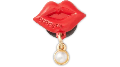 Jibbitz Lips With Drop Pearl In Red