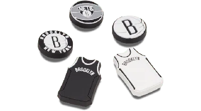 Jibbitz Kids' Nba Brooklyn Nets 5 Pack In Black