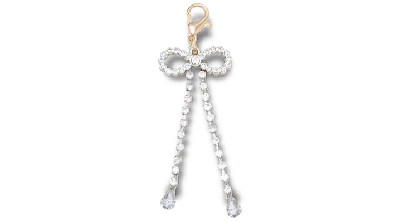 Jibbitz Pearl Drop Bow Charm In Silver