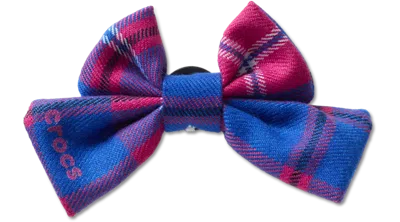 Jibbitz Pink Plaid Knit Bow