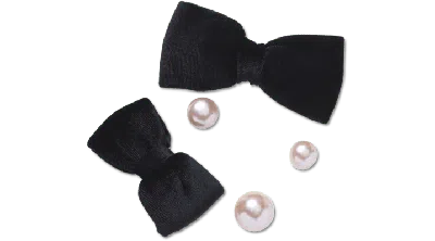 Jibbitz Pink Smt Pearl And Bow 5 Pack In Black