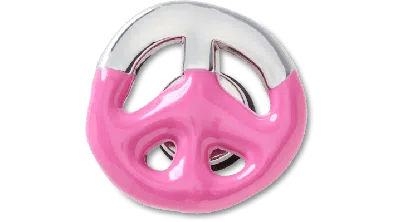Jibbitz Silver And Pink Enamel Peace In Multi