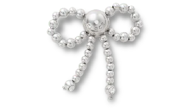 Jibbitz Silver Beaded Bow In Metallic