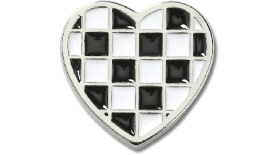 Jibbitz Silver Checkerboard Heart In Metallic