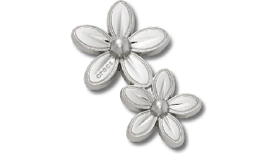 Jibbitz Silver Double Flower Cluster In White