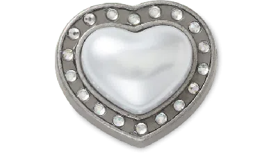 Jibbitz Silver Pearl Heart Gem In Gray