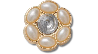 Jibbitz Tiny Silver And Pearl Flower In Gold