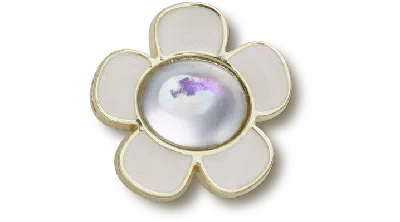 Jibbitz Tiny White Flower In Gold