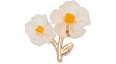 Jibbitz White Floral Blossom In Gold