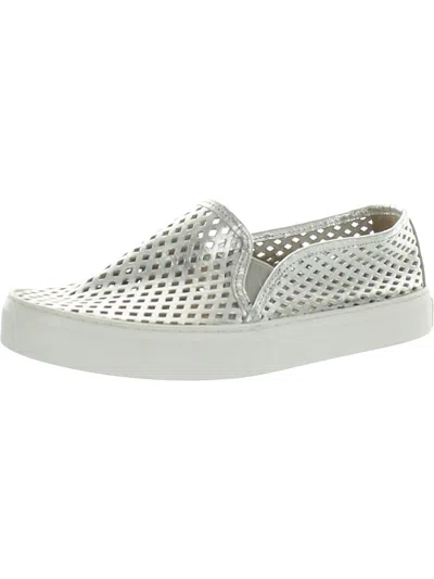 Jibs Classic Womens Leather Slip On Casual And Fashion Sneakers In Silver