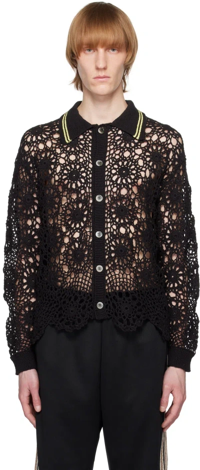 Jieda Black Flower Cardigan