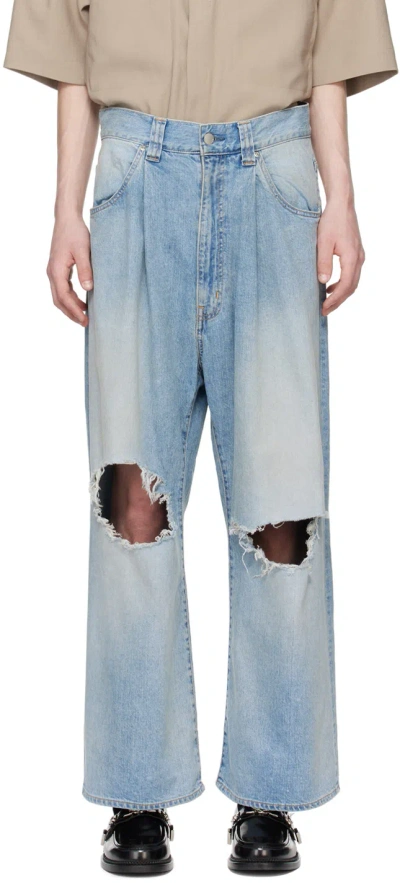 Jieda Blue Damage Jeans In Indigo
