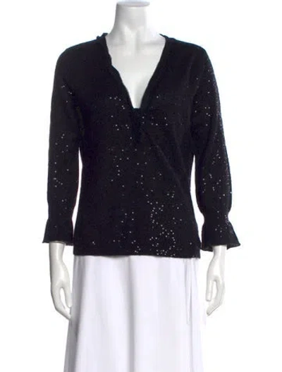 Pre-owned Jigsaw Angora Printed Sweater In Black