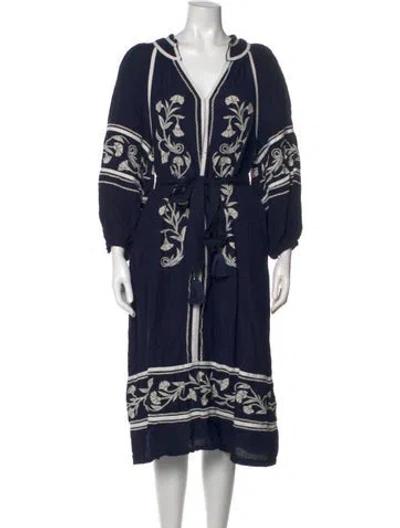 Pre-owned Jigsaw Floral Print Midi Length Dress In Blue