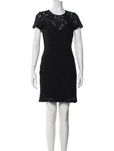 Pre-owned Jigsaw Lace Pattern Knee-length Dress In Black