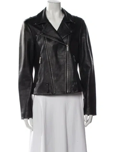 Pre-owned Jigsaw Leather Biker Jacket In Black