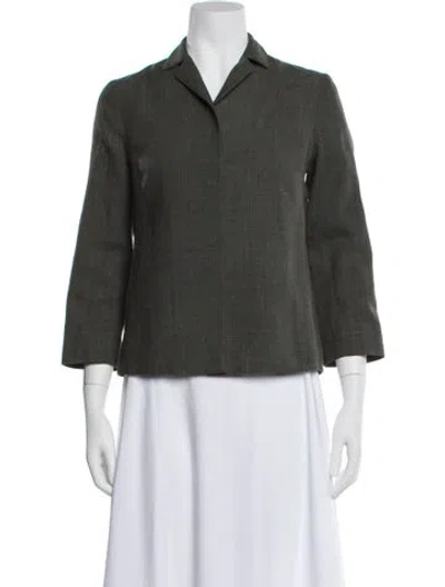 Pre-owned Jigsaw Linen Blazer In Green