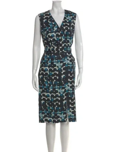 Pre-owned Jigsaw Linen Midi Length Dress In Blue