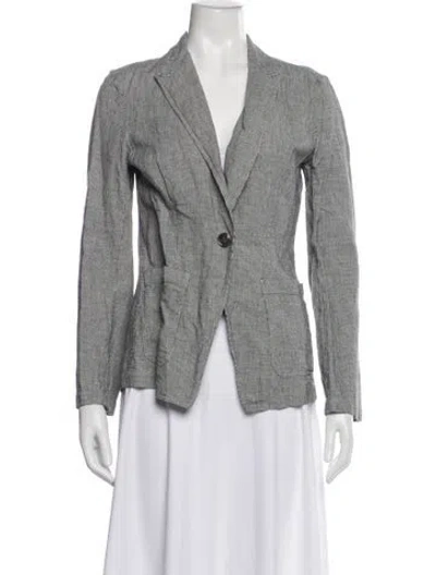 Pre-owned Jigsaw Linen Plaid Print Blazer In Gray