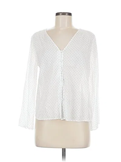 Pre-owned Jigsaw Long Sleeve Blouse In White