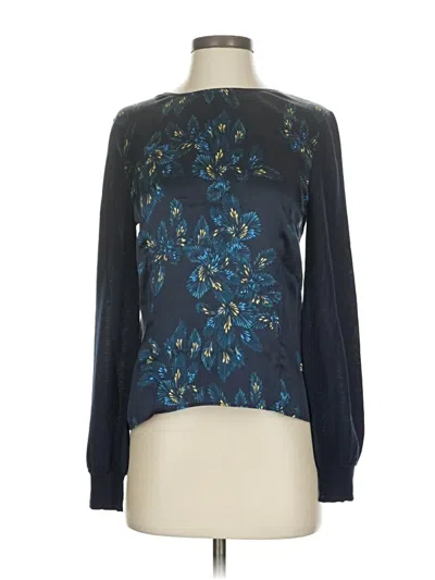 Pre-owned Jigsaw Long Sleeve Silk Top Blue Boatneck Tops
