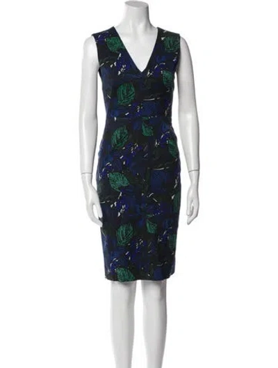 Pre-owned Jigsaw Printed Knee-length Dress In Blue