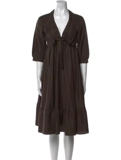 Pre-owned Jigsaw Silk Midi Length Dress In Brown