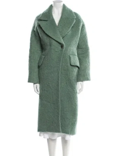 Pre-owned Jigsaw Virgin Wool Faux Fur Coat In Green