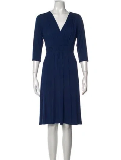 Pre-owned Jigsaw V-neck Knee-length Dress In Blue