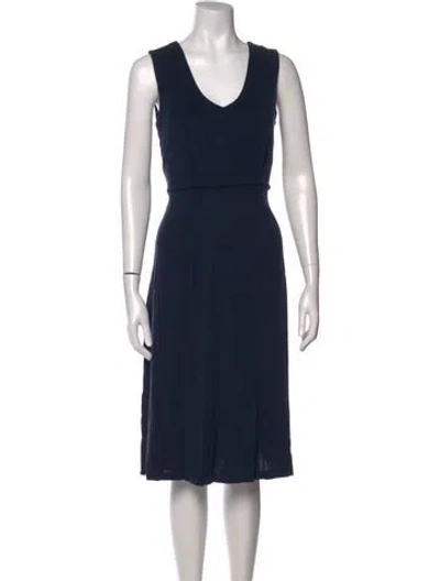 Pre-owned Jigsaw V-neck Knee-length Dress In Blue