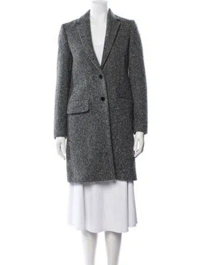 Pre-owned Jigsaw Wool Tweed Pattern Coat In Blue
