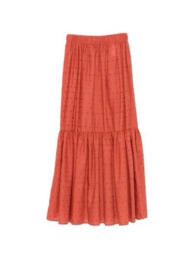 Jijil Jolie Broderie-anglaise Tiered Maxi Skirt In Orange