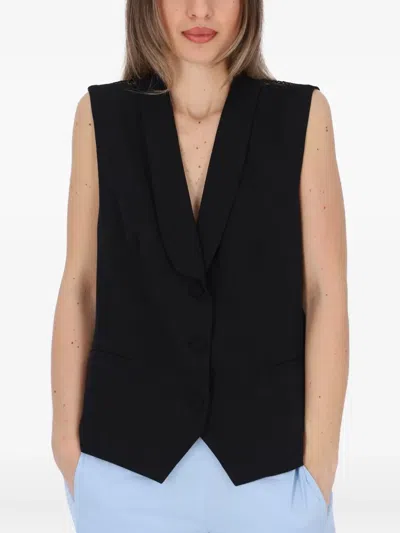 Jijil Jolie Mesh-panel Waistcoat In Black