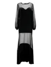 Jijil Jolie Sheer-panelled Maxi Dress In Black