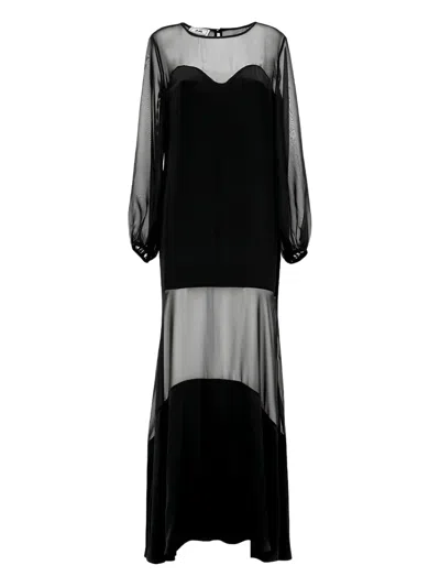 Jijil Jolie Sheer-panelled Maxi Dress In Black