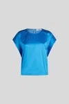 Jijil T-shirt In Misto Seta Blu Cobalto In As Shown In The Picture