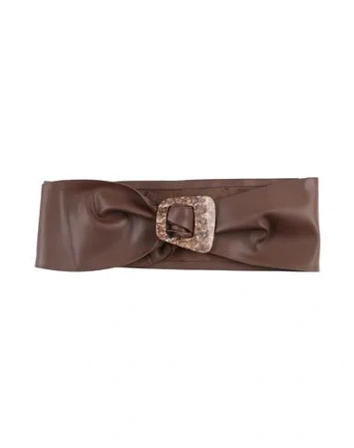 Jijil Woman Belt Chocolate Brown Size M/l Polyester, Polyurethane