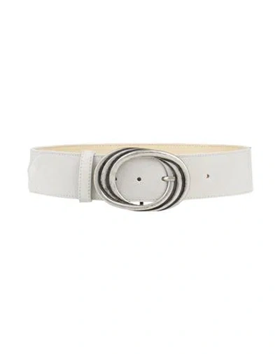 Jijil Woman Belt Light Grey Size S Soft Leather In White