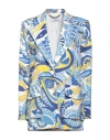 Jijil Woman Blazer Azure Size 4 Cotton, Elastane, Acetate, Pbt - Polybutylene Terephthalate In Blue