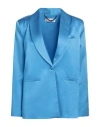 Jijil Woman Blazer Azure Size 6 Cotton, Silk, Elastane, Acetate, Pbt - Polybutylene Terephthalate In Blue